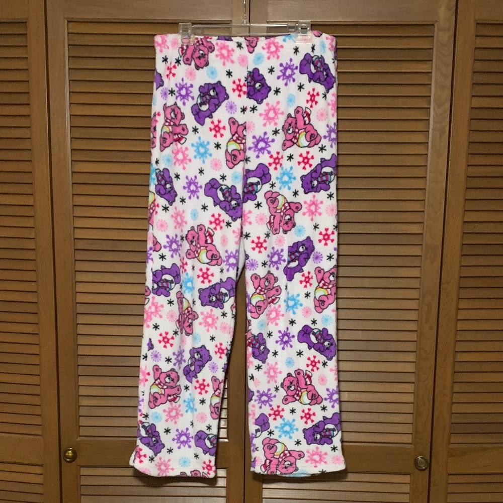Care Bears Vintage Y2K Fluffy Fleece Pajama Pants Large L 12-14
